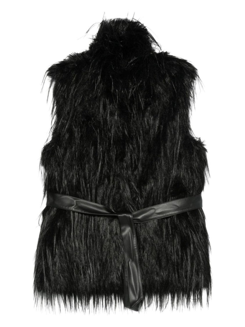 Pinko Plush Black Faux Fur Coat
