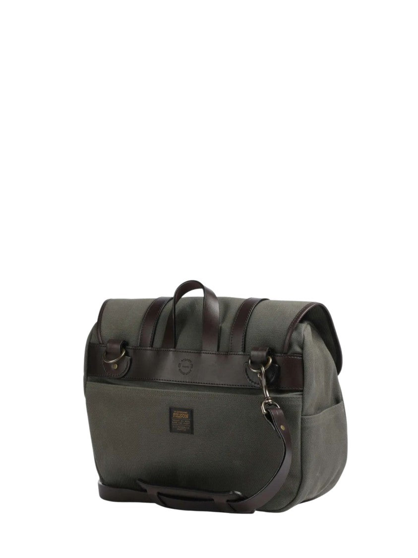 Filson Olive Twill Leather Strap Tote Bag