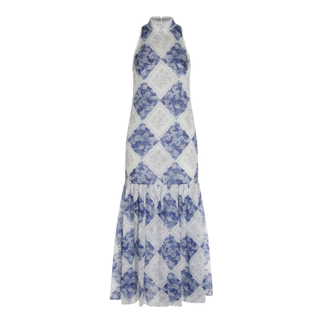 Twin-Set Sleeveless High-Neck Maxi Dress With Floral Pattern