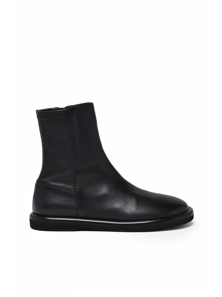 Officine Creative Black Leather Zip Ankle Boots