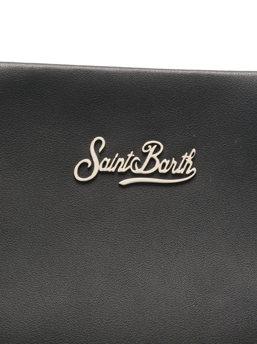 Mc2 Saint Barth Structured Black Handbag With Embossed Design