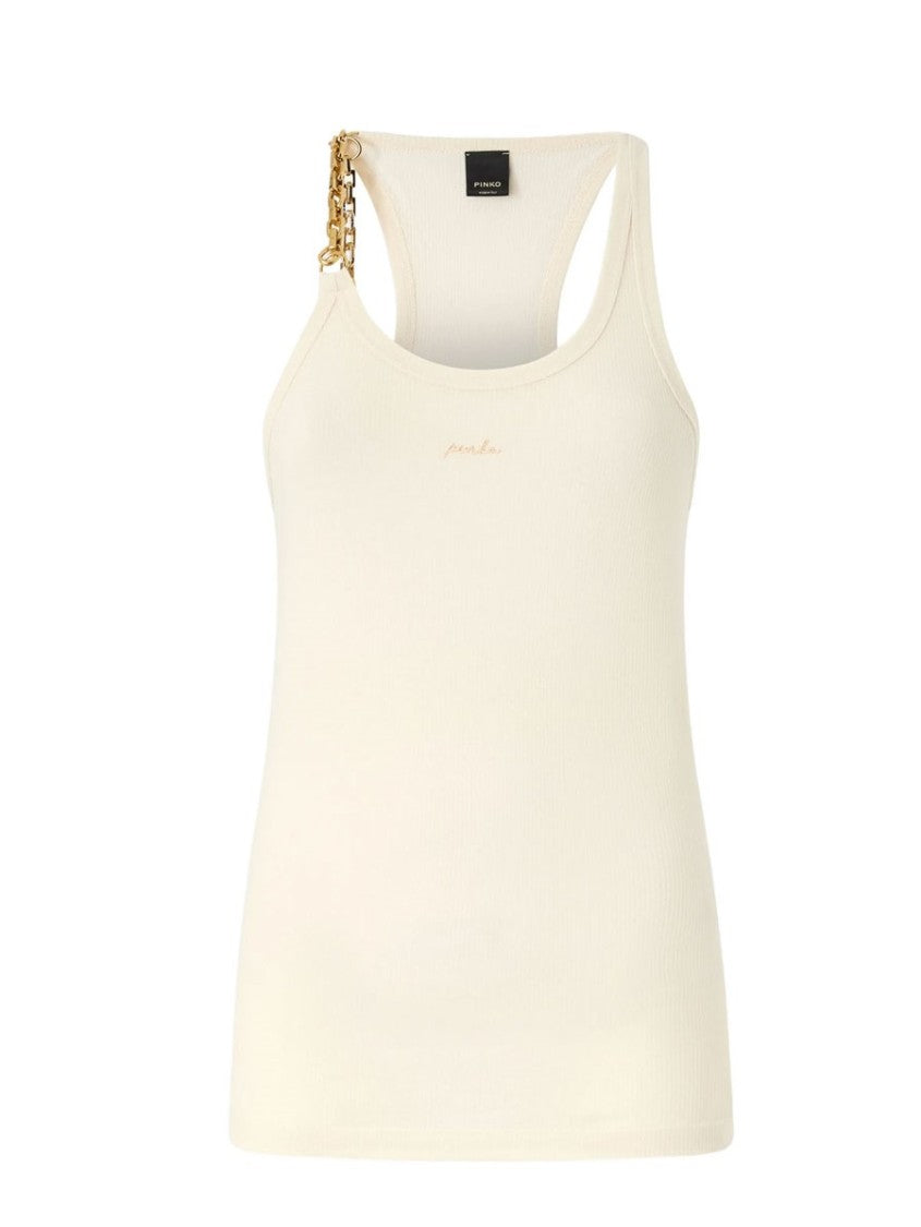 Pinko Charlene Ribbed Knit Chain Tank Top