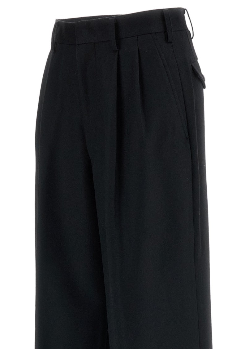 Junya Watanabe Black High-Rise Cuffed Wool Wide-Leg Pants