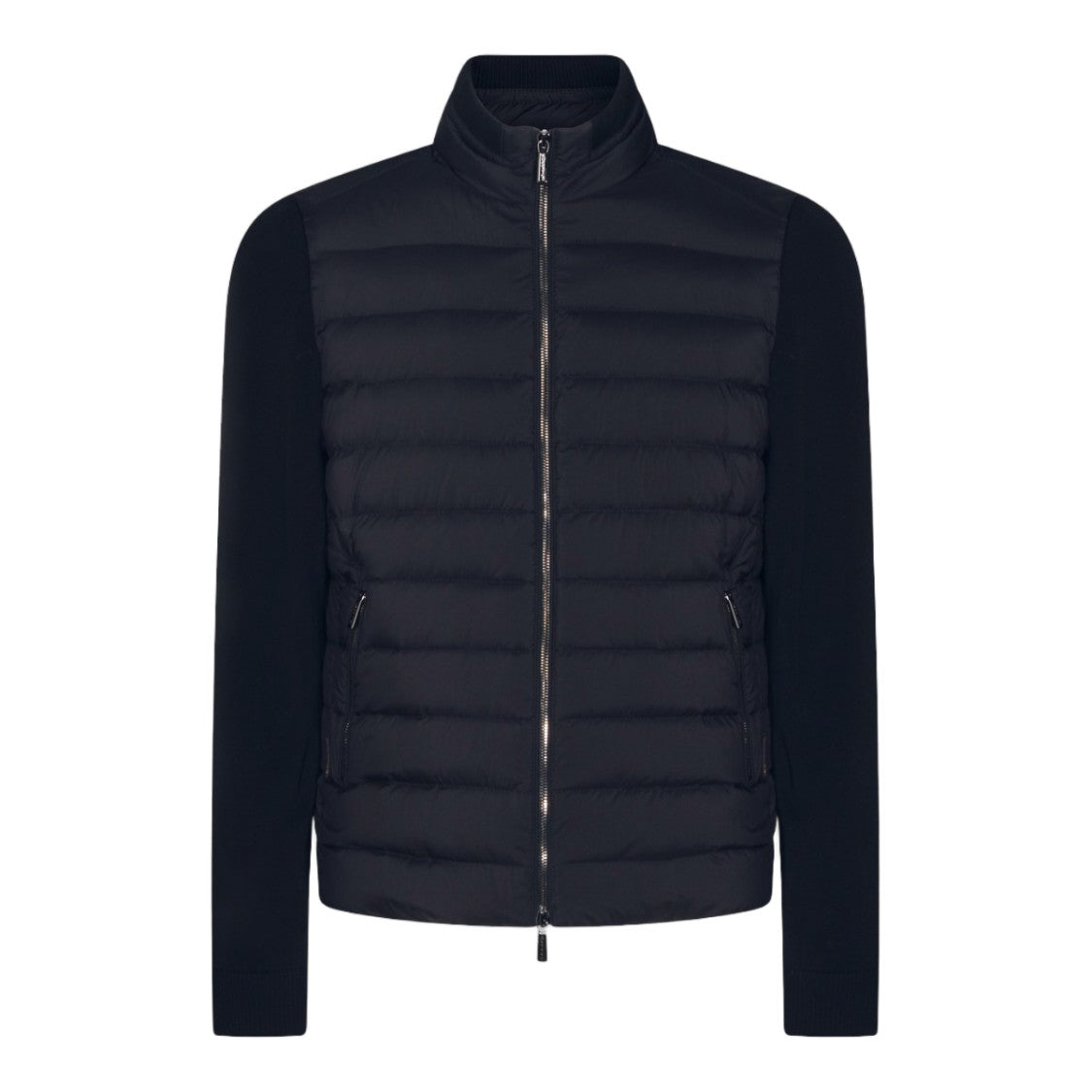 Moorer Quilted Blue Casual Jacket With Padded Front