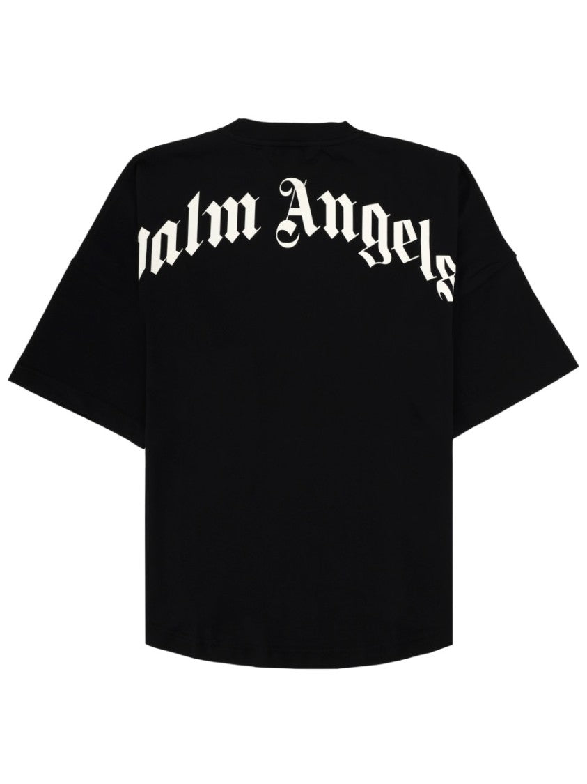 Palm Angels Black Gothic Logo Cotton T-Shirt