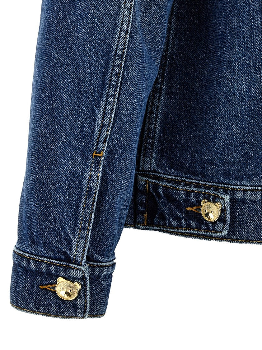 Moschino Cotton Denim Jacket With Teddy Button Closure