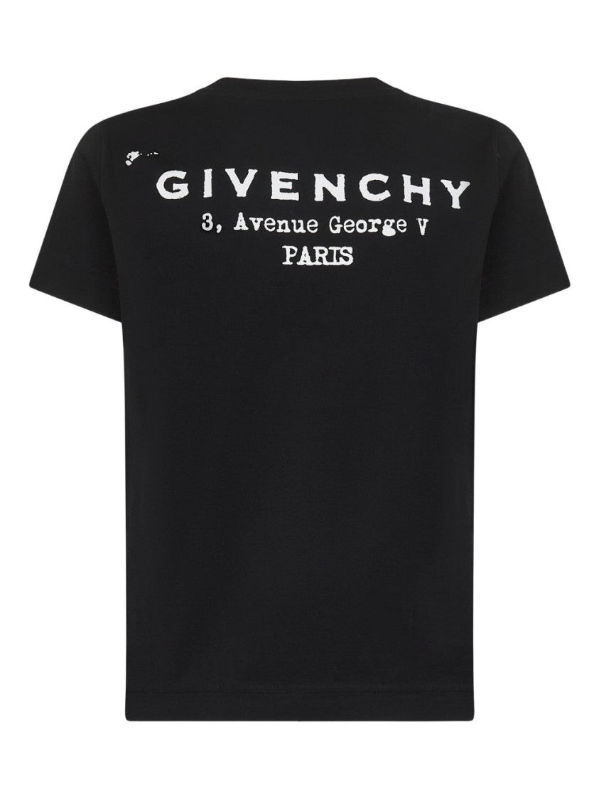 Givenchy Black Ribbed Crewneck Logo Print Top
