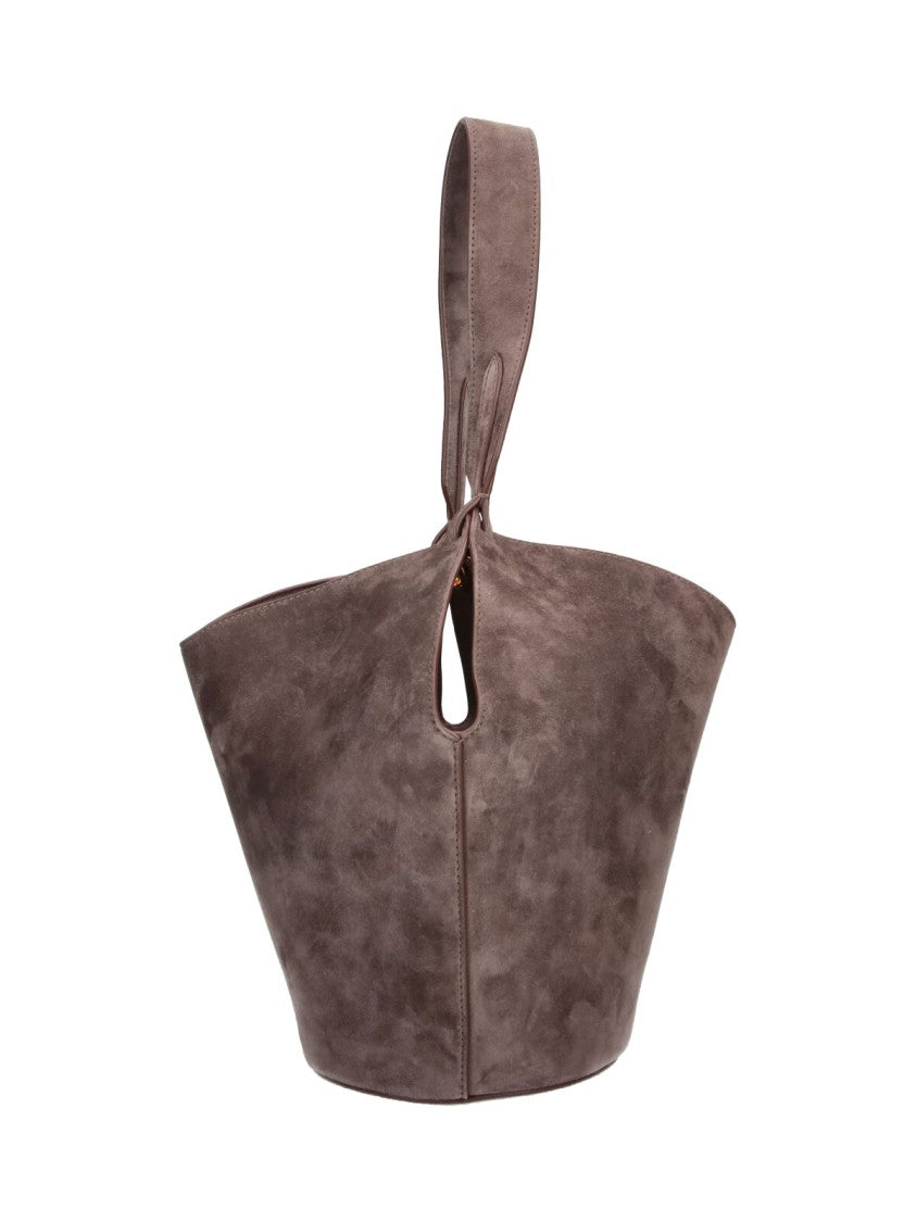 Khaite Taupe Lotus Mini Suede Tote