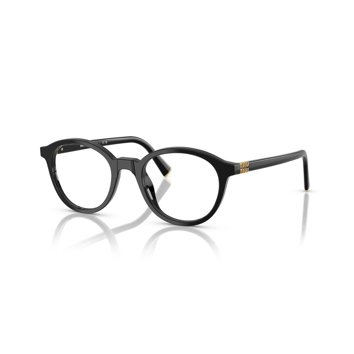 Miu Miu 0Mu 02Wv Glossy Black Acetate Round Frame Eyeglasses