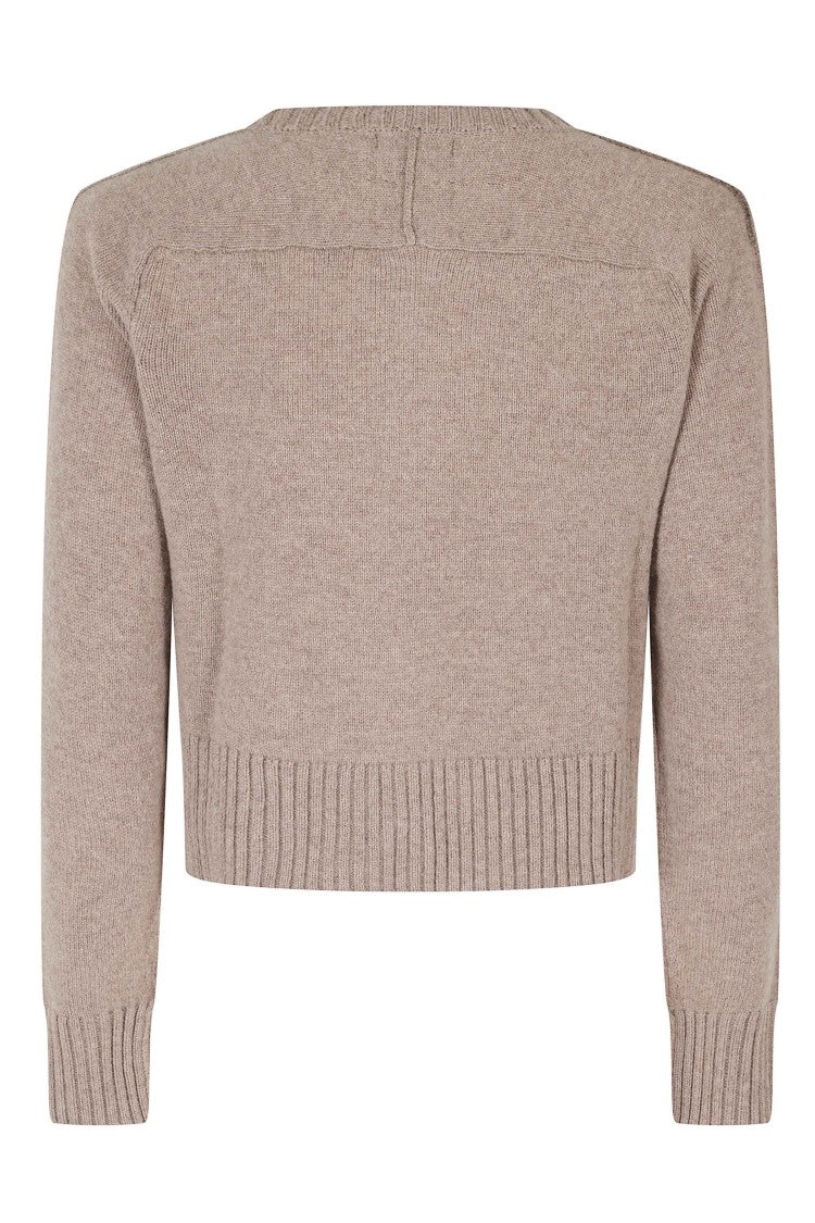 Soeur Beige Virginia Cropped Merino Wool Cardigan