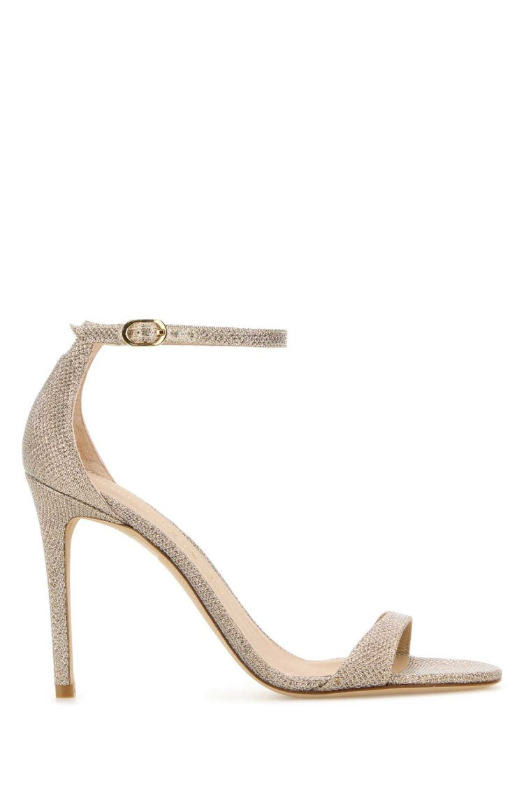 Stuart Weitzman Silver Fabric Nudist Ii Sandals