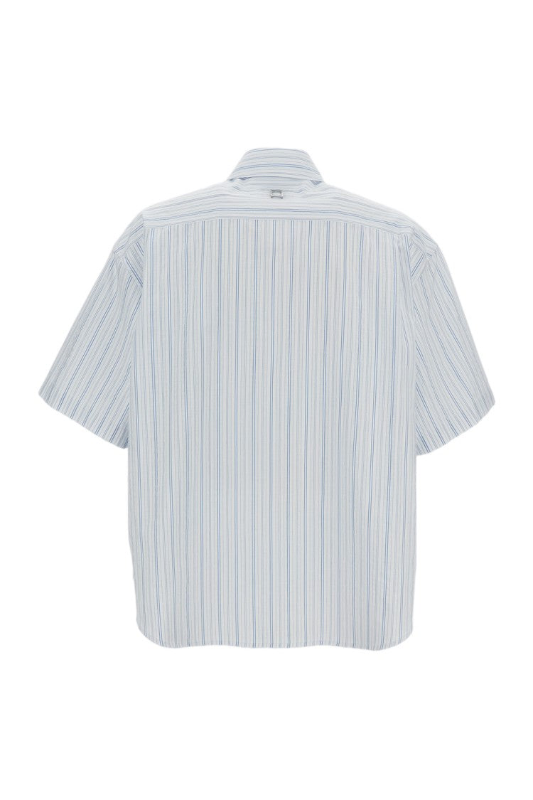 Wooyoungmi Light Blue Striped Cotton Short-Sleeve Shirt