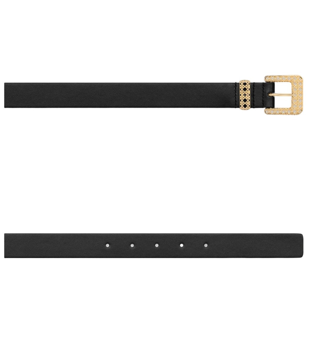 Christian Dior Signature Black Leather Intricate Buckle Belt
