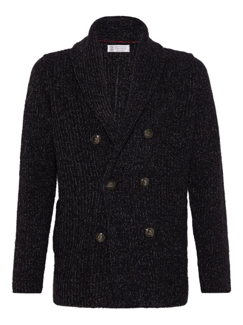 Brunello Cucinelli Textured Knit Double-Breasted Jacket