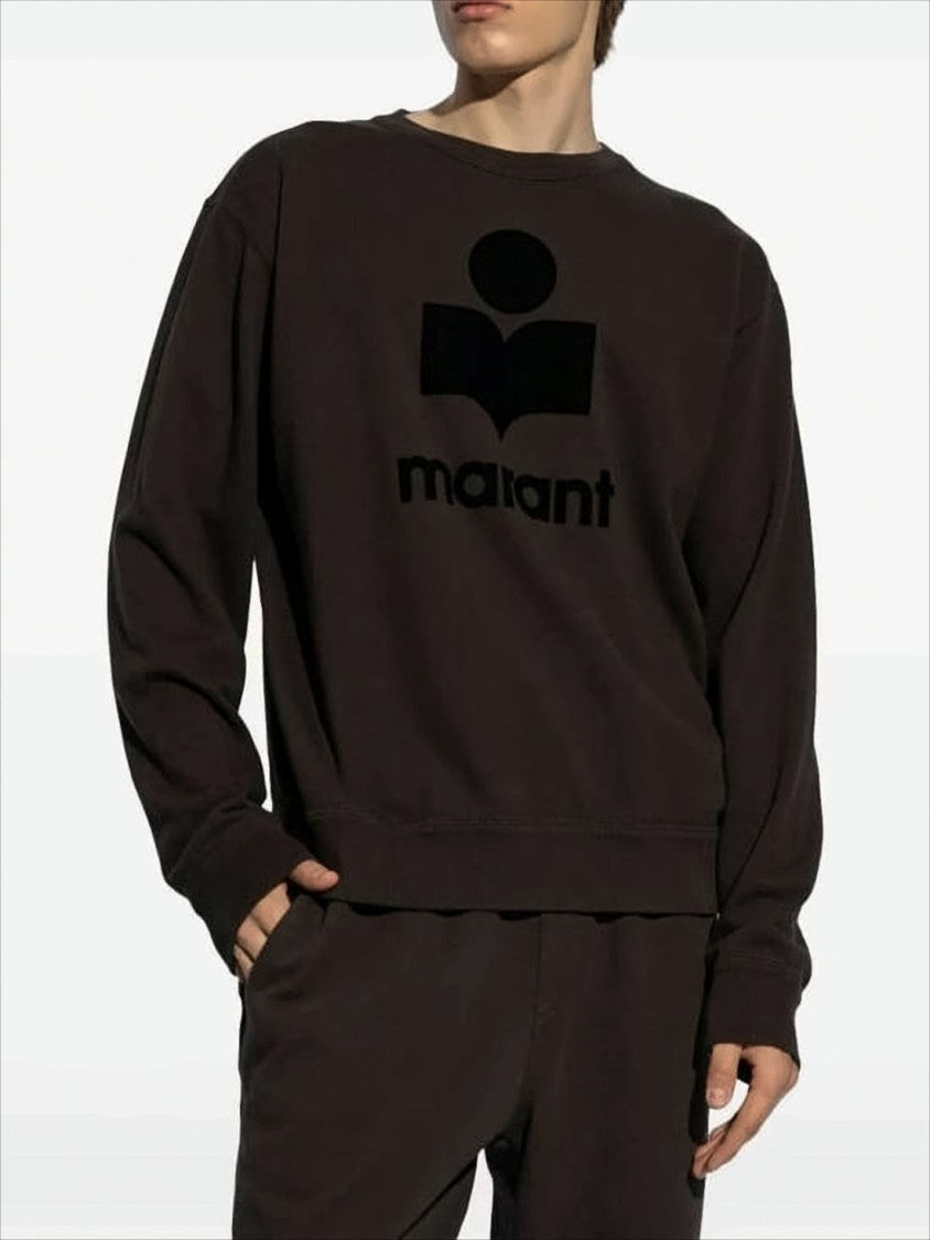 Isabel Marant Relaxed Fit Black Long-Sleeve Sweatshirt With Textured Logo