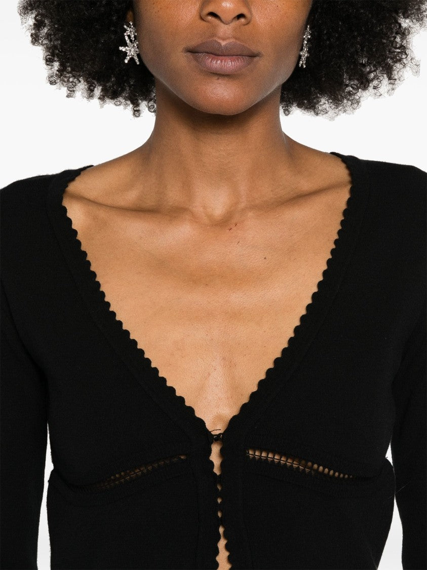 Blumarine Fitted Cropped Scalloped Edge Cardigan