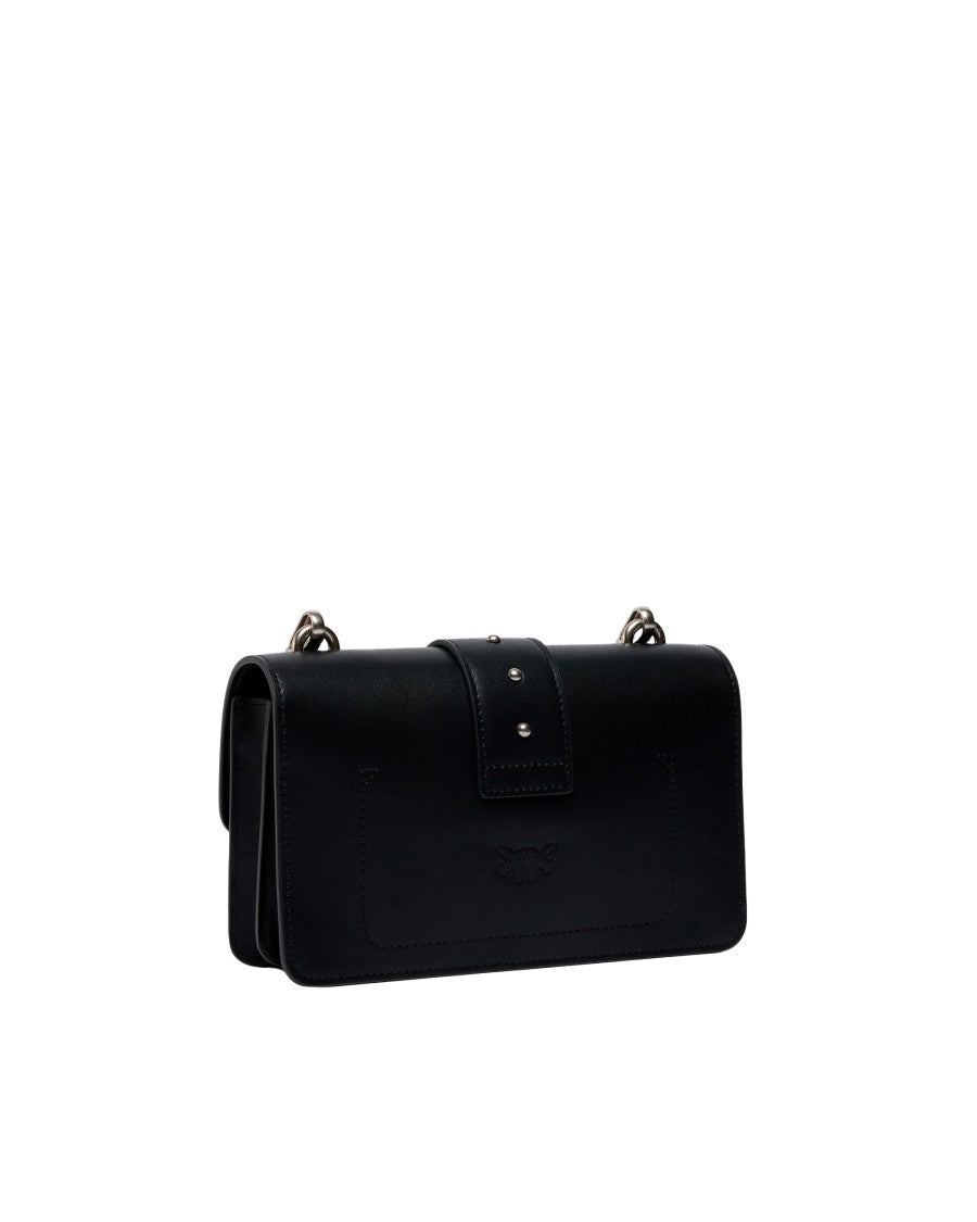 Pinko Black Mini Love Bag Shoulder Bag In Black/Old Silver