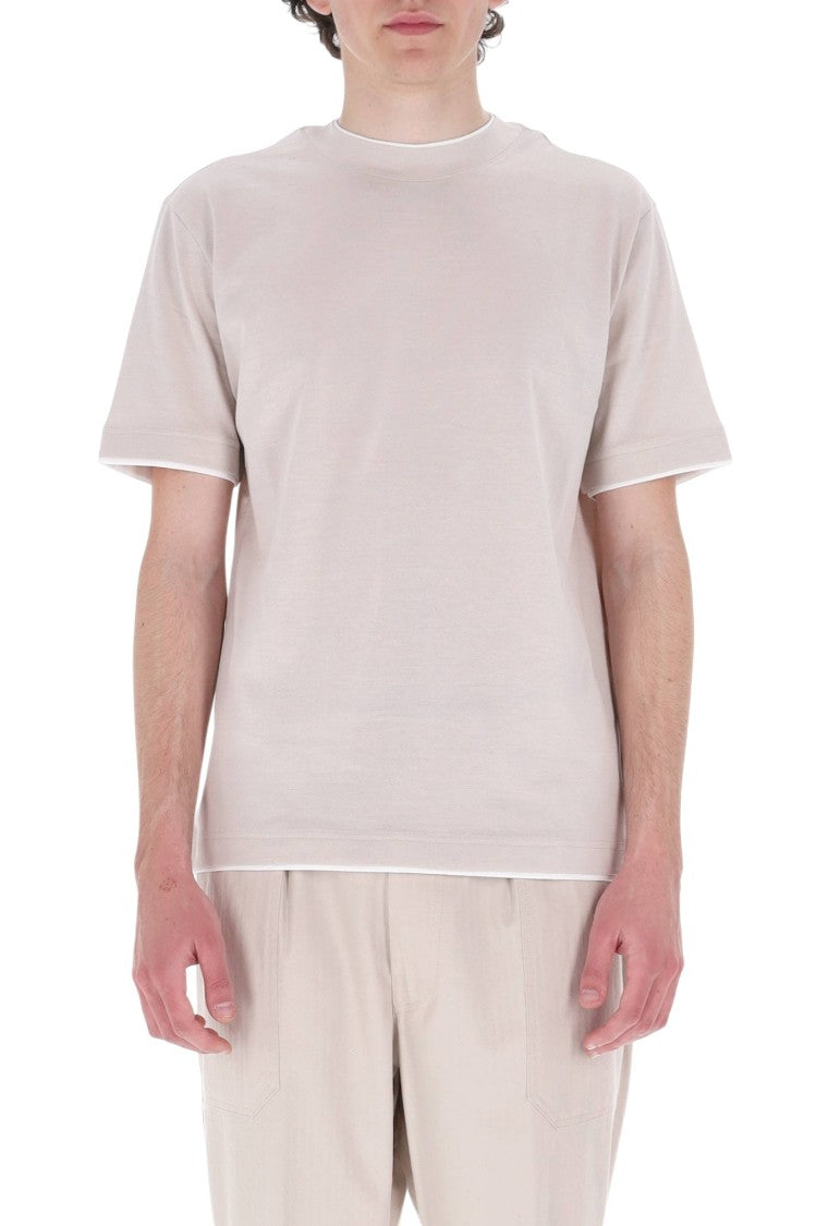 Eleventy Contrast Trim Giza Cotton T-Shirt