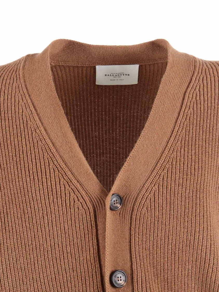 Ballantyne Fine Knit V-Neck Cardigan With Button-Down Front