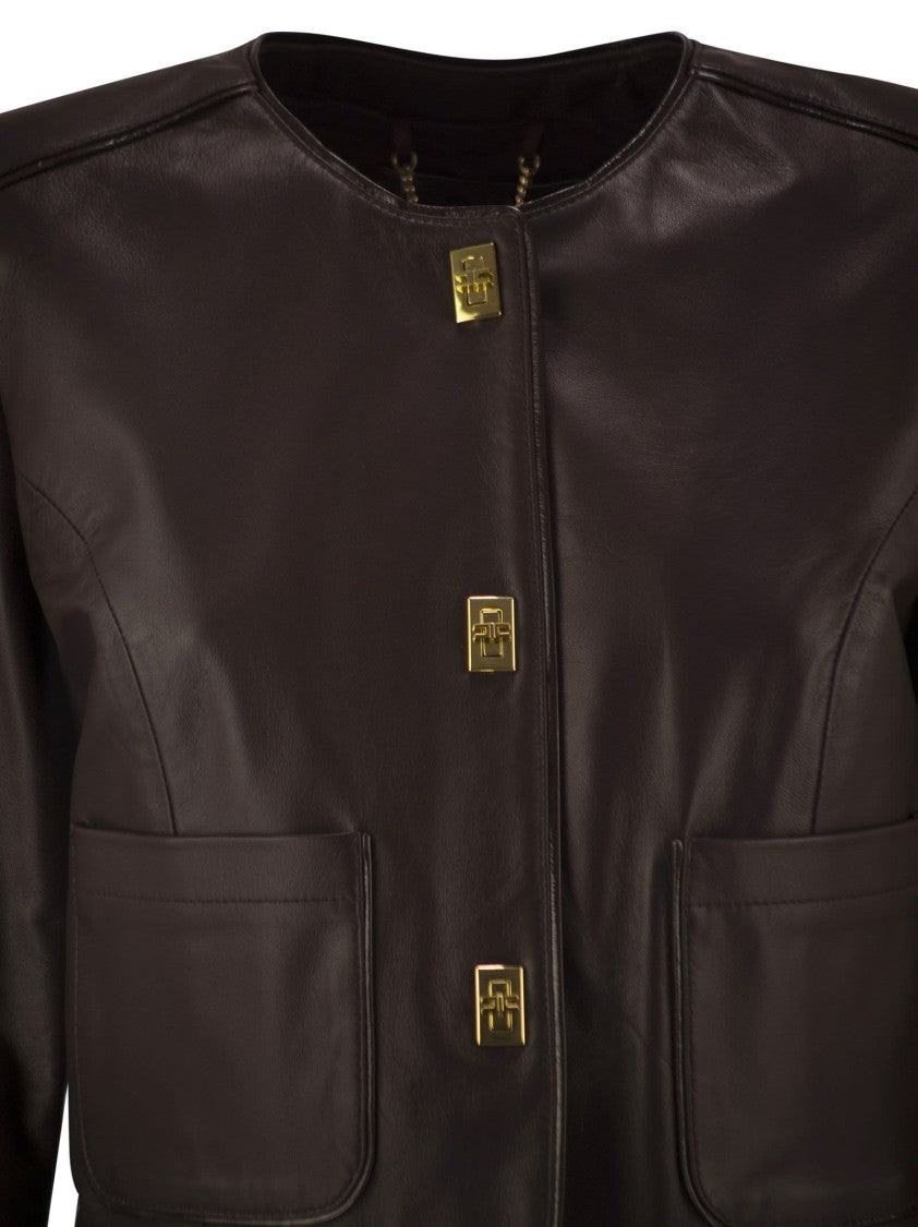 Elisabetta Franchi Leather Jacket With Vinyl Details