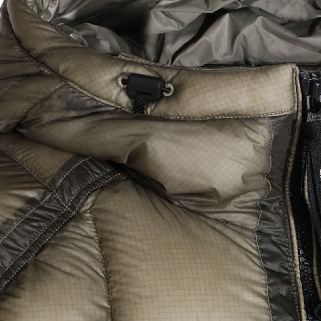 C.P. Company Quilted Green Puffer Coat With Hood And Zippered Pockets