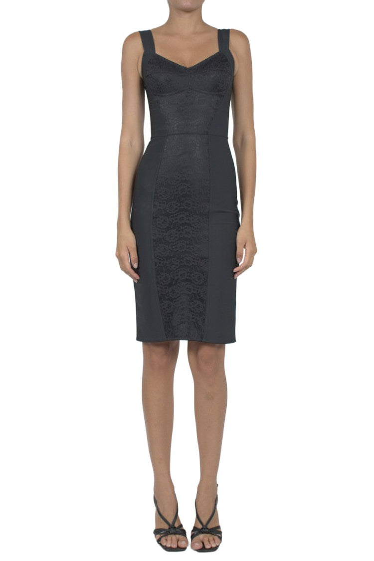 Dolce & Gabbana Black Sweetheart Sheath Polyester-Blend Mini Dress