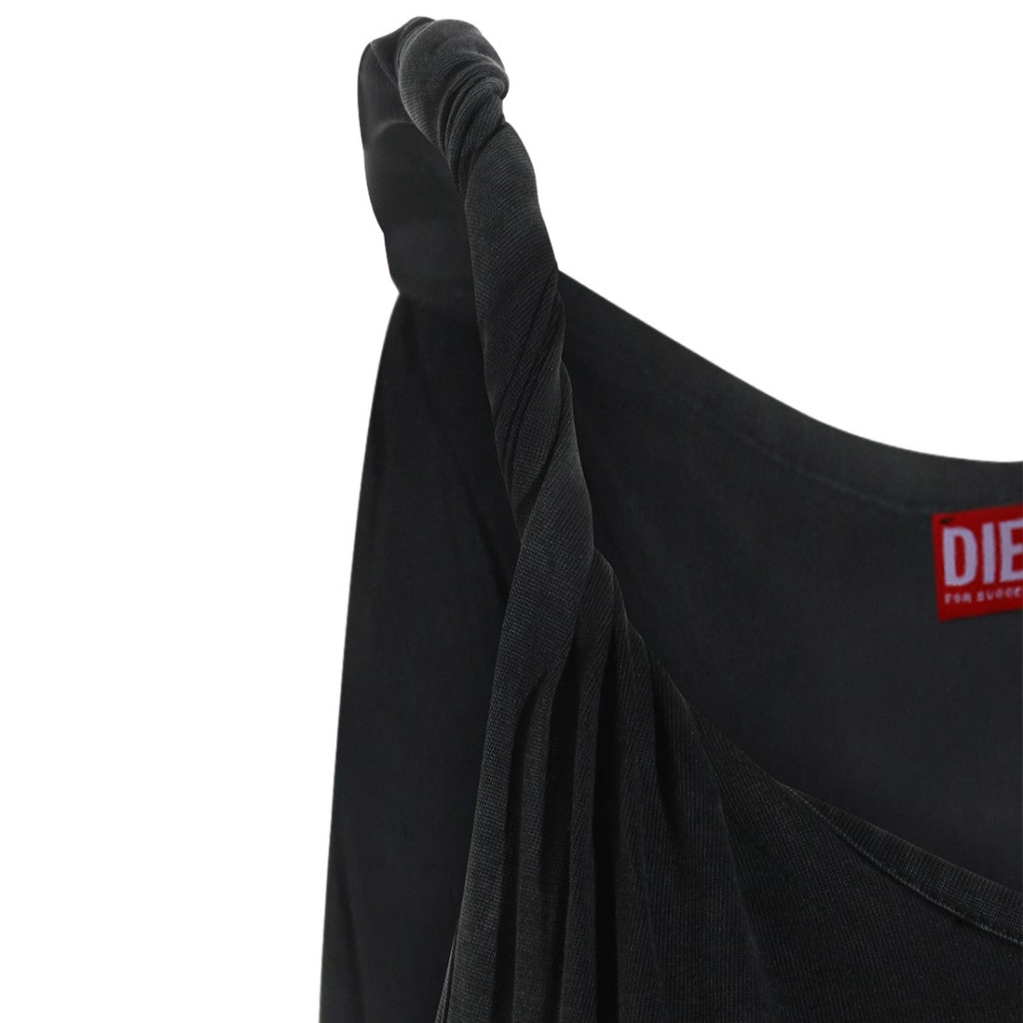 Diesel Sleeveless Black Maxi Dress With Twisted Strap