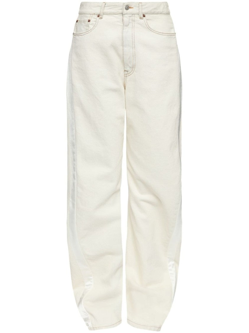 Mm6 By Maison Margiela High-Waisted White Jeans With Subtle Sheen