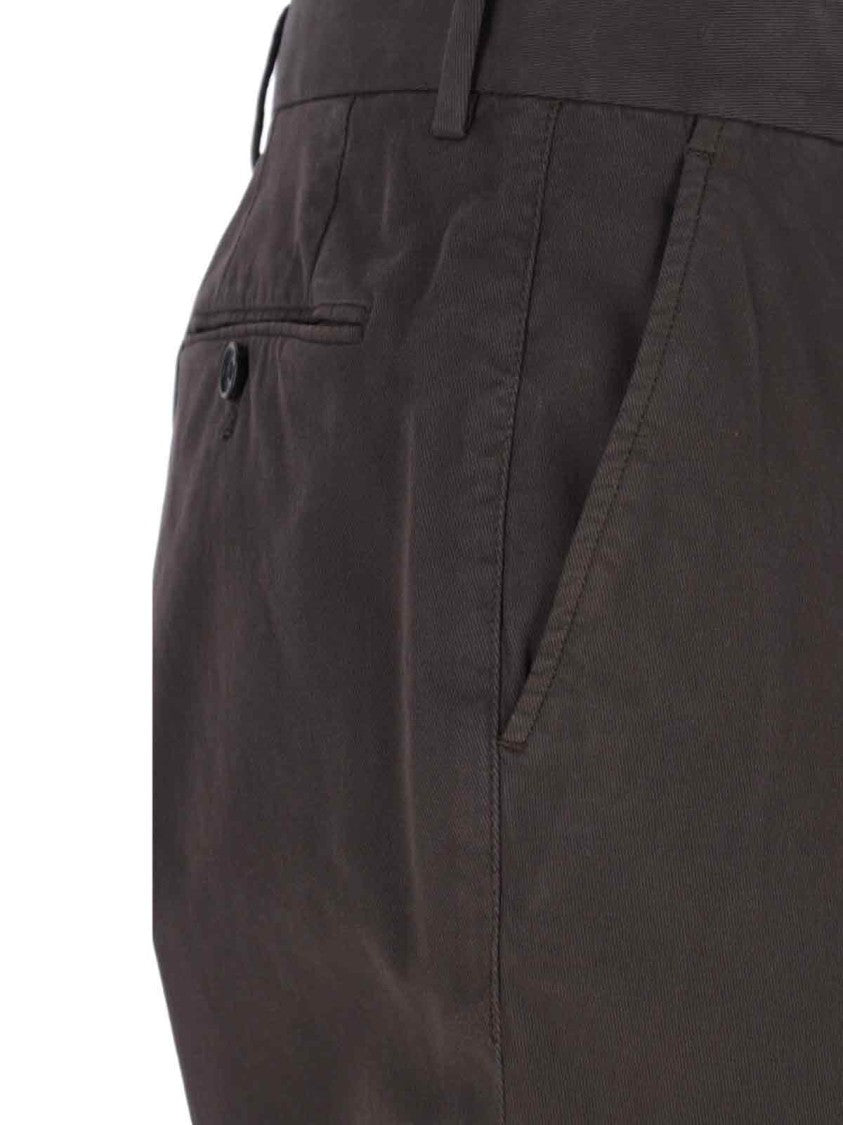 Zegna Straight-Leg Brown Chinos With Hook And Zip Closure