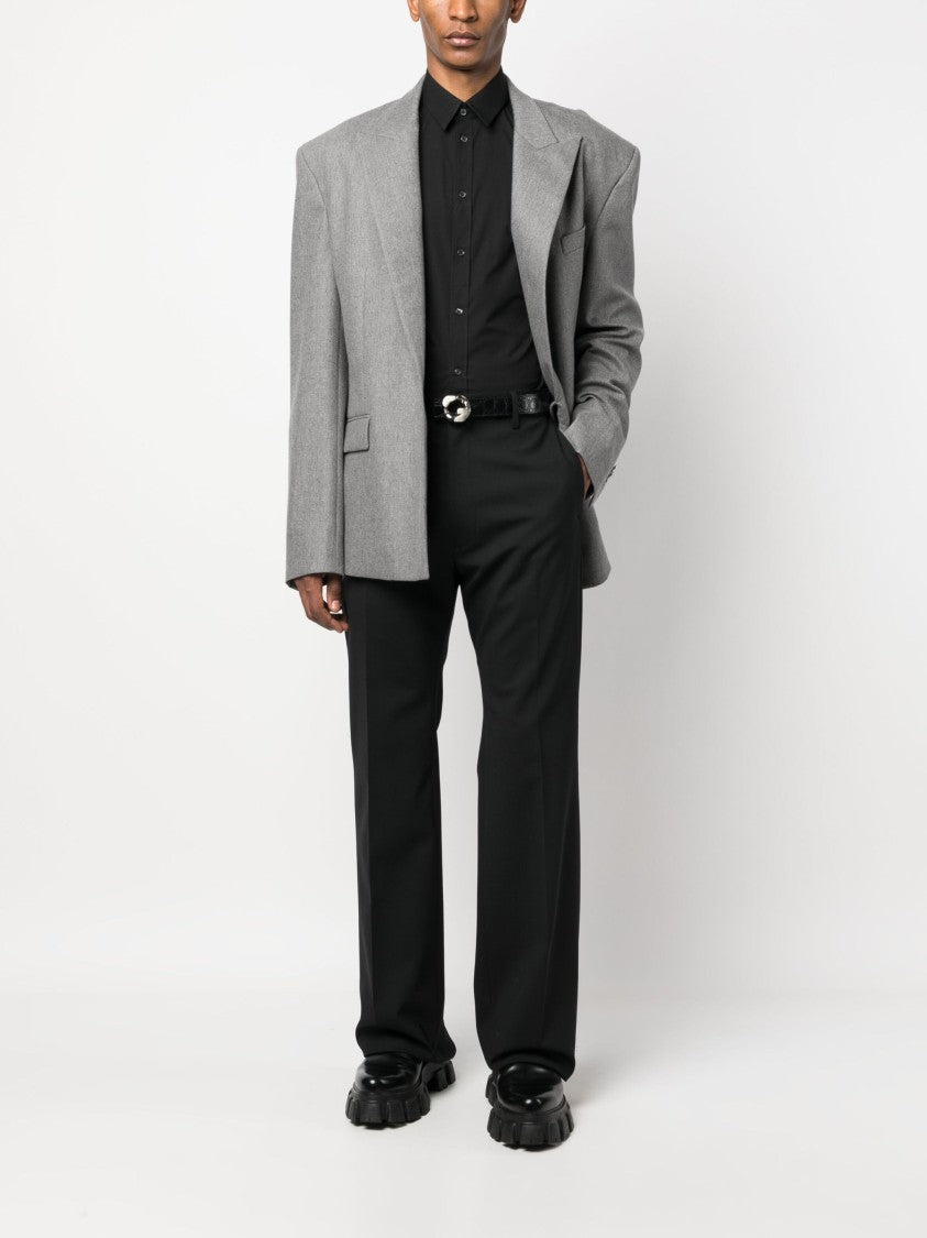 Dolce & Gabbana Slim-Fit Black Poplin Italian Collar Shirt