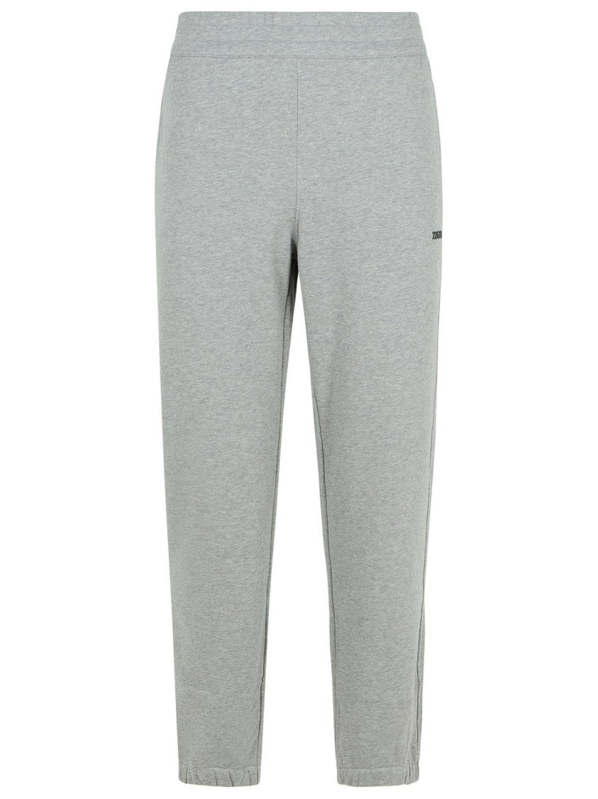 Zegna Relaxed Fit Grey Trousers With Elastic Waistband