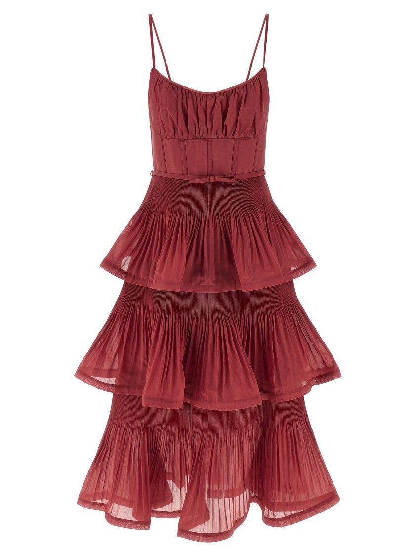 Zimmermann 'Pleated Tiered Midi' Dress