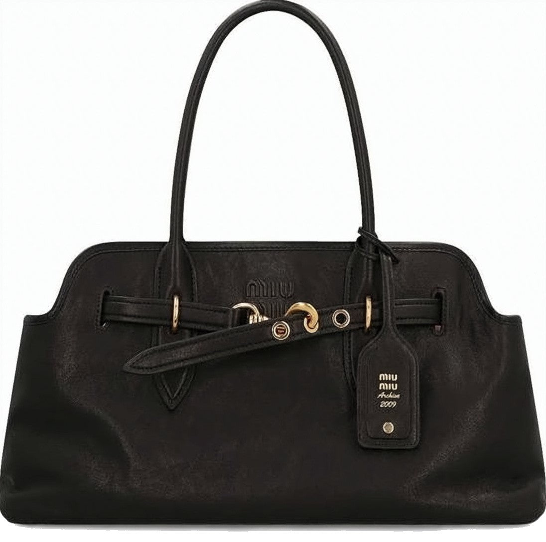 Miu Miu Rectangular Structured Shoulder Bag In Soft Lambskin Leather