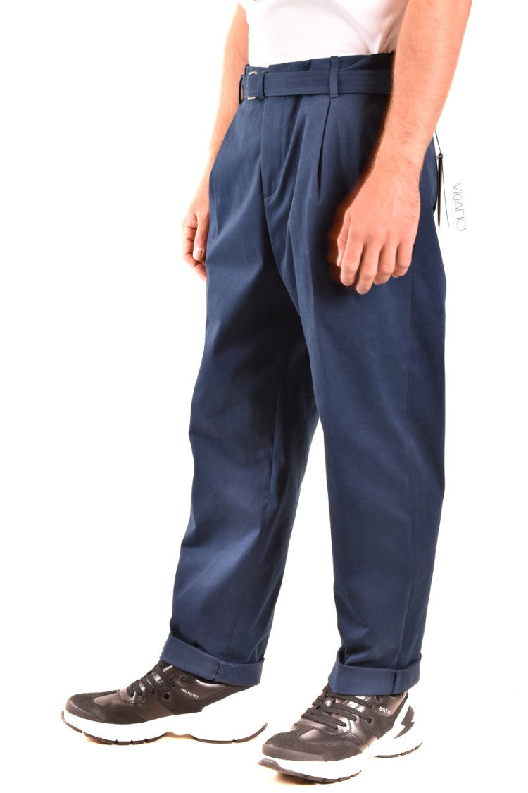 Neil Barrett Relaxed Fit Blue Trousers With Tapered Leg