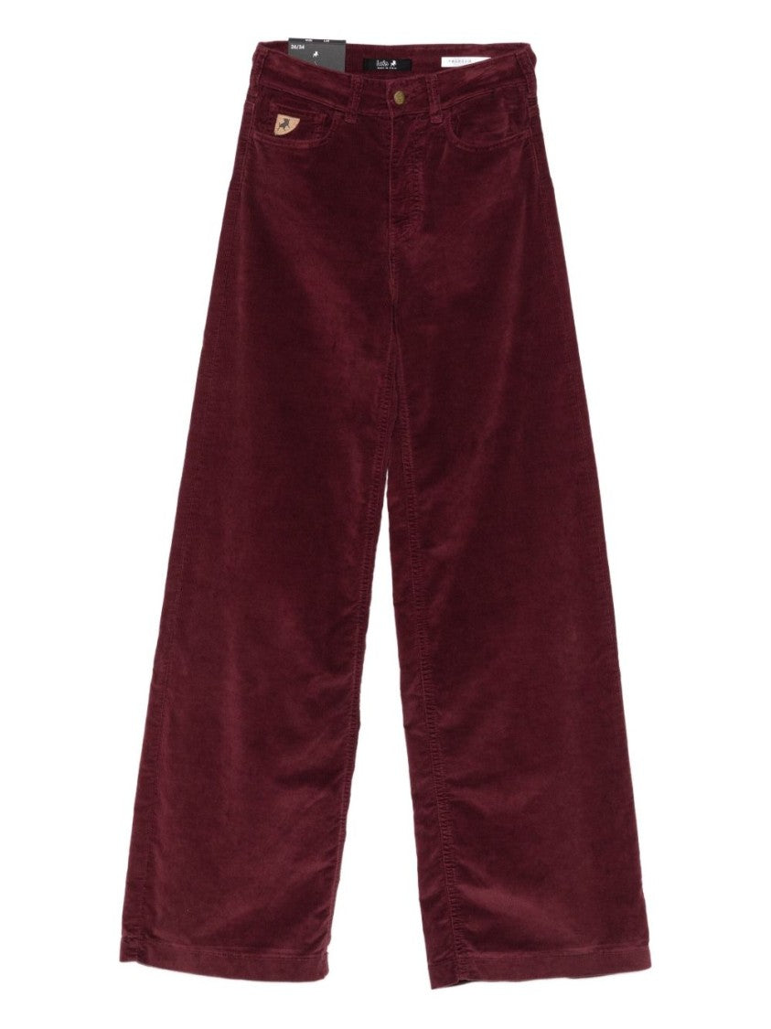 Iois Wide-Leg Burgundy Trousers With Classic Five-Pocket Design