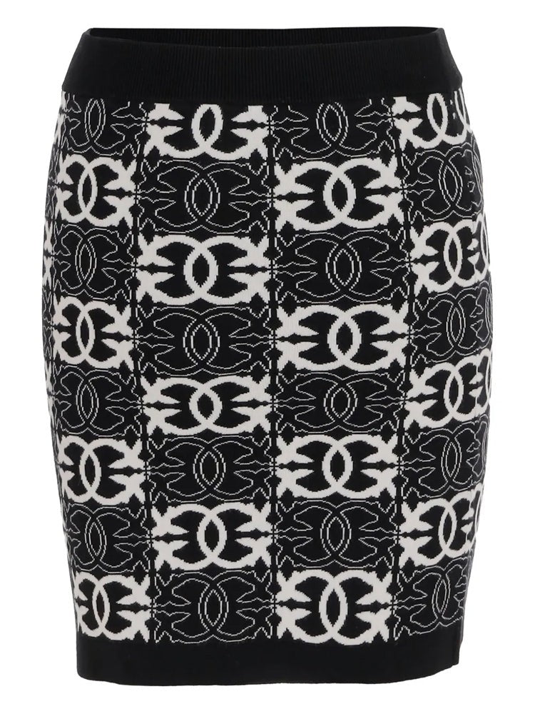 Pinko Fitted Mini Skirt With Geometric Pattern And Contrasting Details