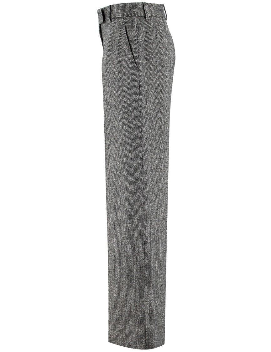 Ermanno Scervino Black Tailored Herringbone Trousers