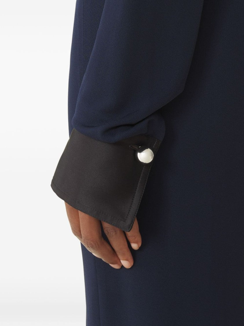 Lanvin Dark Blue Long Sleeve Side Slit Dress
