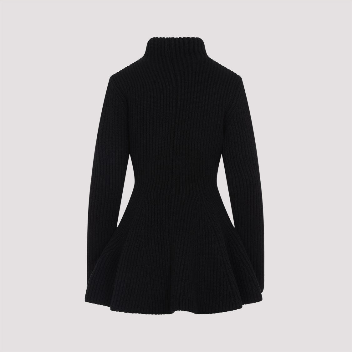 Alaïa Flared Black Knit Sweater With High Collar