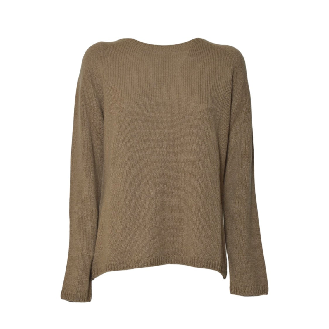 Max Mara Relaxed Fit Brown Knit Top With Ribbed Detailing