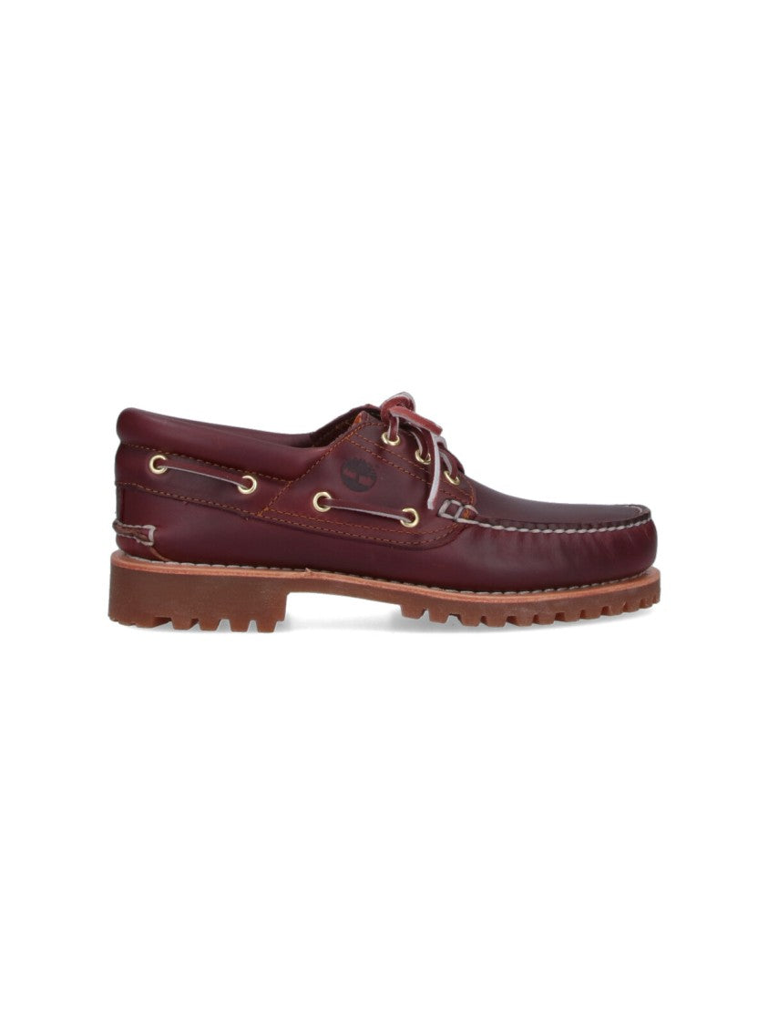 Timberland Brown Leather Contrast Stitch Boat Shoes