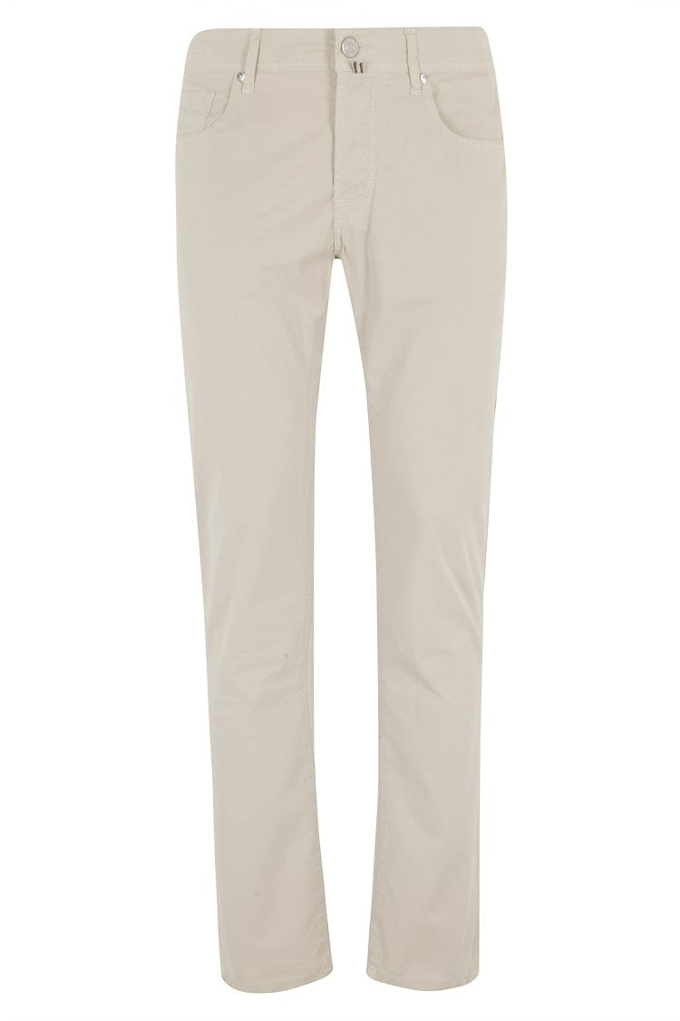 Jacob Cohen Beige Slim Bard Five-Pocket Cotton-Blend Pants