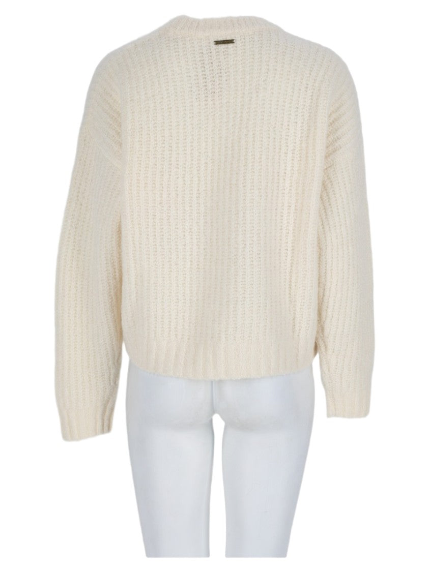 Michael Michael Kors Ivory Chunky Knit Ribbed Wool-Blend Sweater