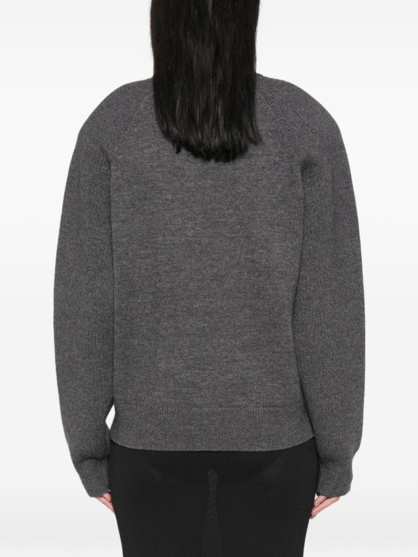 The Frankie Shop Heathered Puffed Sleeve Knit Sweater