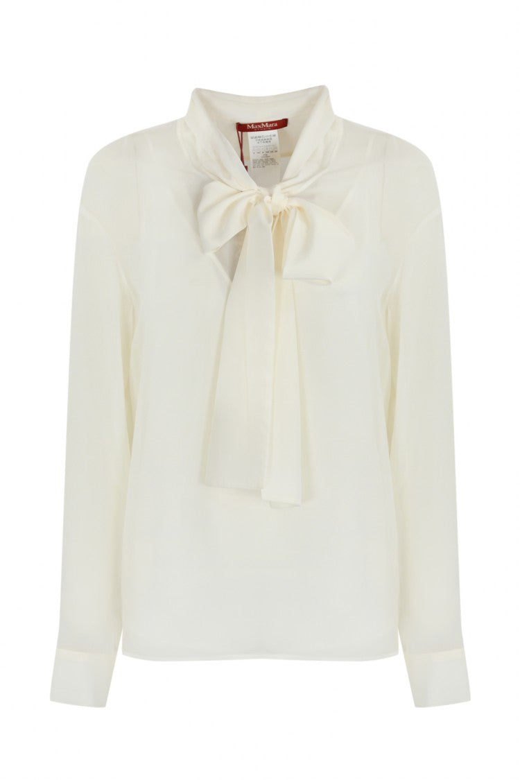 Max Mara White Blouse With Bow Tie Detail