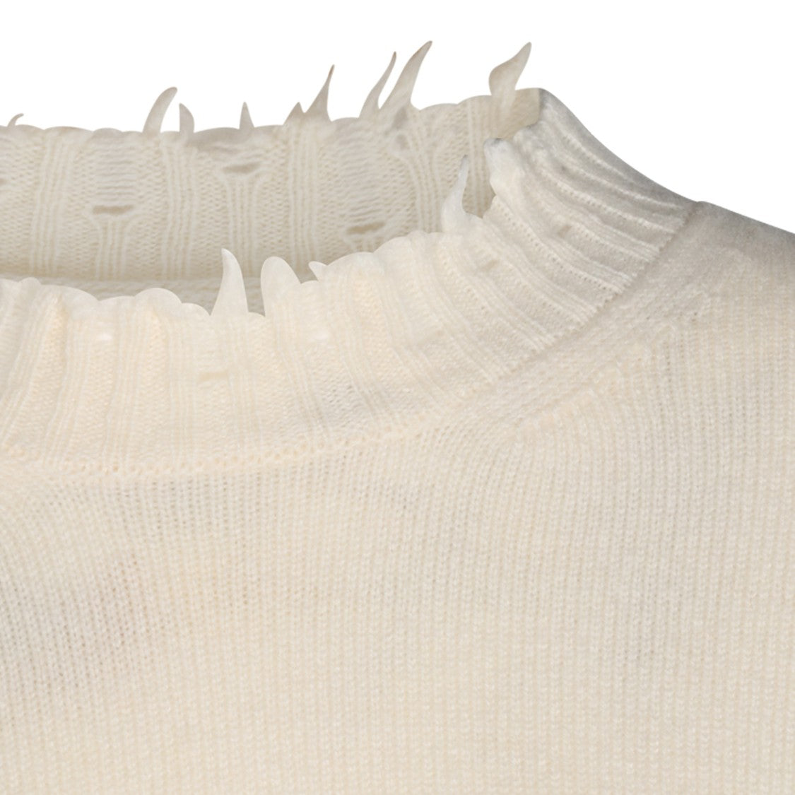 Uma Wang Off-White Distressed Knit Sweater