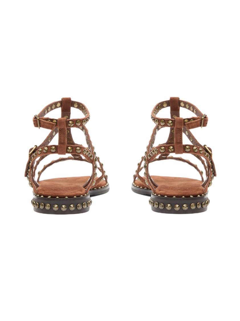Ash Studded Flat Sandals With Ankle Strap And Cushioned Footbed