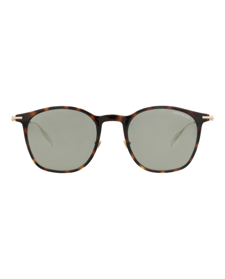 Montblanc Round-Frame Injection Sunglasses With Tortoiseshell Pattern And Signature Emblem