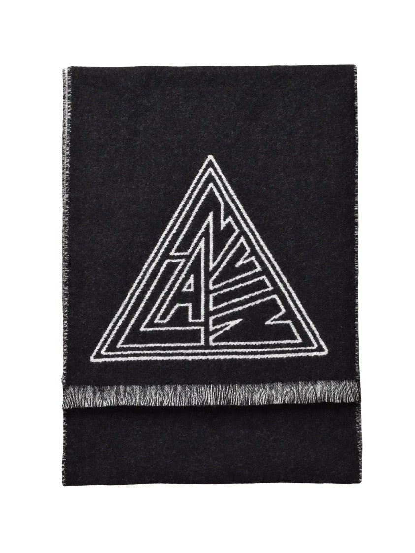 Lanvin Black Wool Geometric Scarf