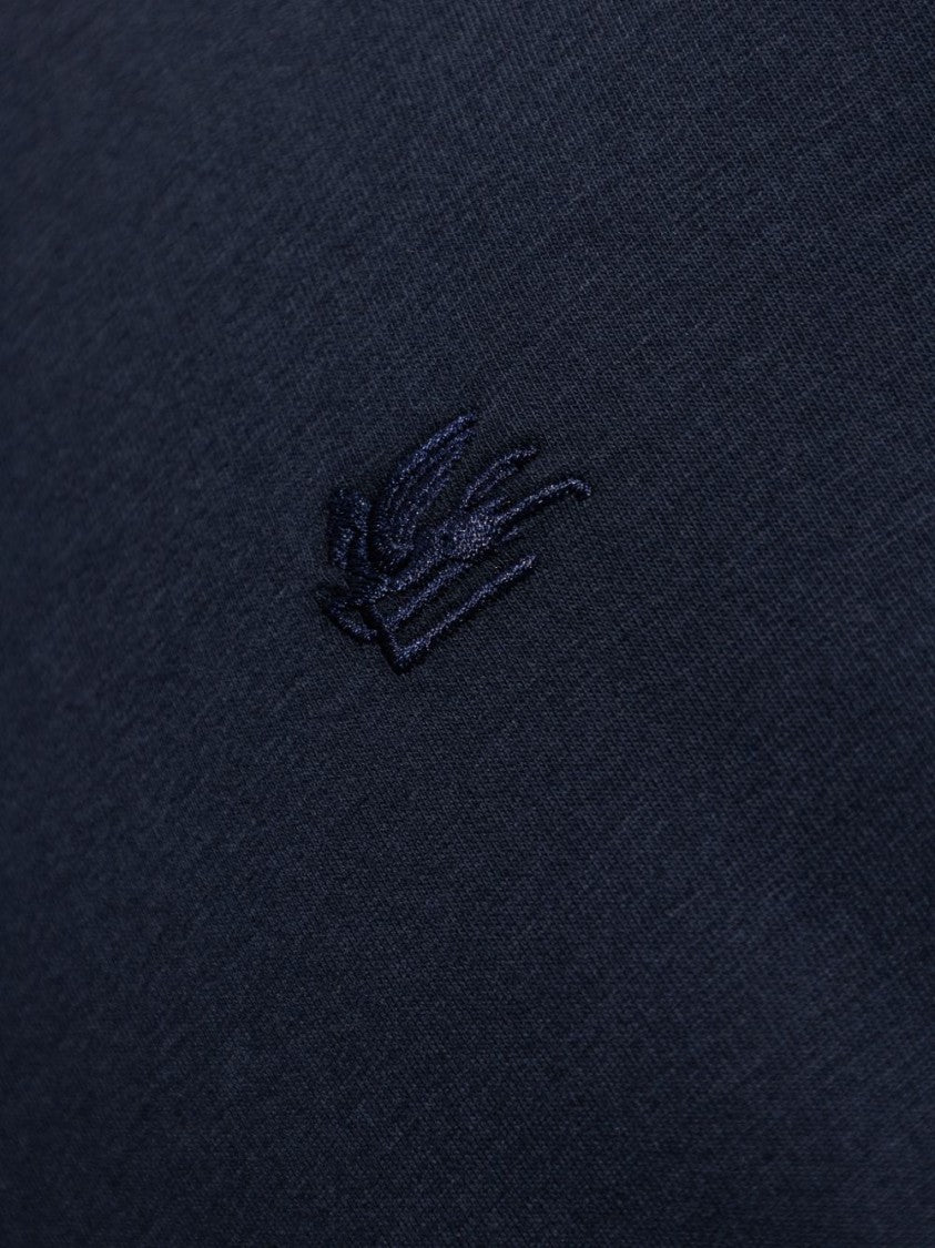 Etro Blue T-Shirt With Ribbed Crewneck